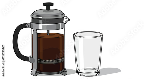 French Press Coffee Maker with a Glass Cup
