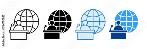 International Conference Icon Set Multiple Style Collection