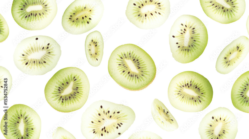 Fototapeta premium sliced kiwi fruits on white background