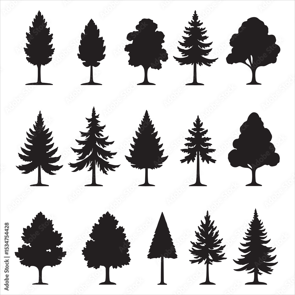 Obraz premium trees silhouettes on the white background