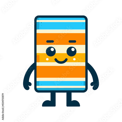 striped beach towel character is perfect for websites and blogs about summer, vacations, beach trips, poolside relaxation, or any fun, sunny activity.