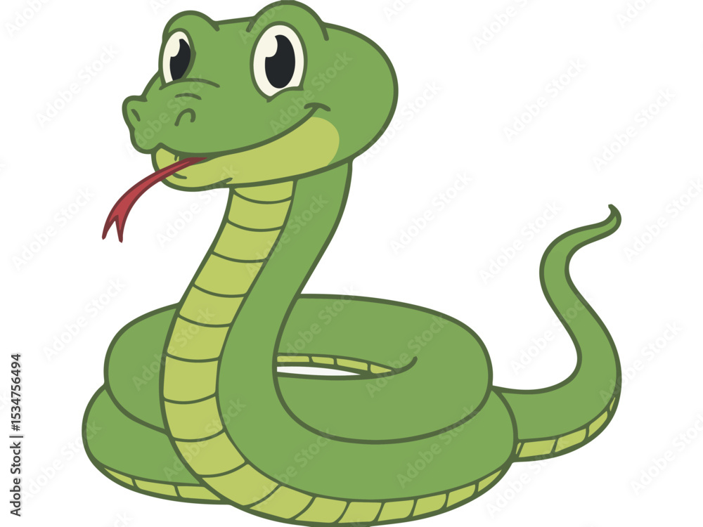 Adorable cartoon green snake illustration friendly reptile character design for kids books fun cute scaly image happy Adorable cartoon green snake illustration friendly reptile character design for kids books fun cute scaly image happy
