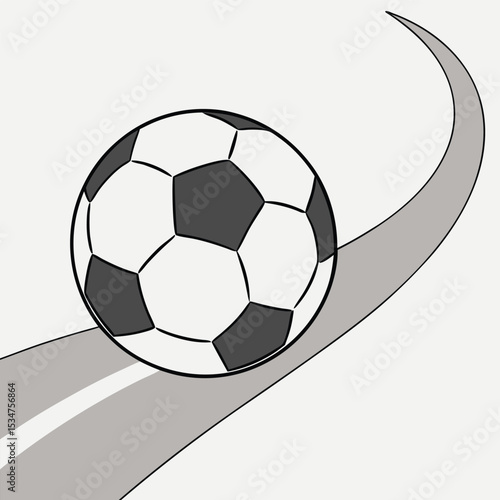 Soccer ball rolling on a curved road