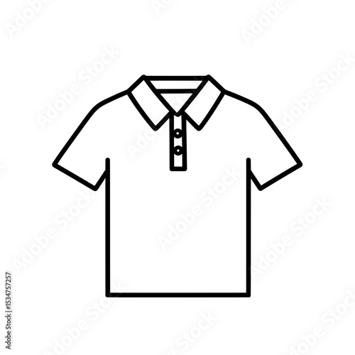 Simple line icon of a basic polo shirt with short sleeves and collar, suitable for everyday fashion and apparel.