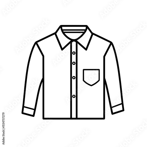 Outline icon of a long sleeve shirt with collar and pocket, ideal for formal clothing or office wear themes.