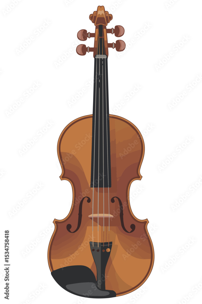 Fototapeta premium Beautiful vintage violin illustration with intricate wooden design details showcasing musical instrument art bow old