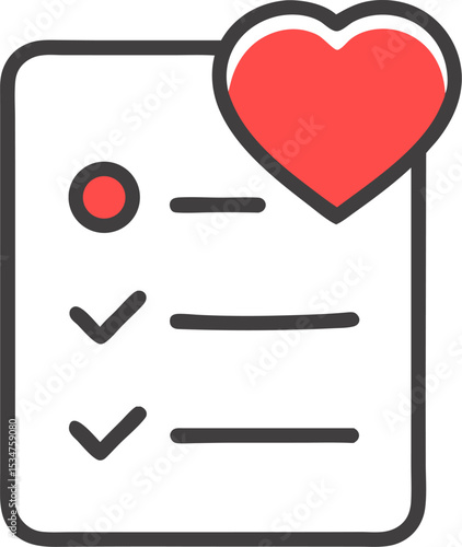 line vector of heart on product wishlist