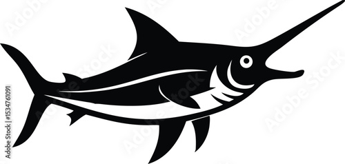 Detailed swordfish illustration on white background