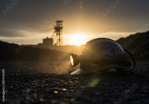 Mining helmet sunset