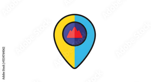 Colorful Map Pin with Mountain Icon - Yellow Blue Location Symbol Free Download Colorful Map Pin with Mountain Icon - Yellow Blue Location Symbol - GFXLoad