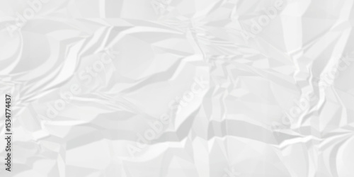 White abstract crumple obsolete billboard rumple. wrinkle ripped creased white crumple aged closeup craft document grunge recycling paper background.	
