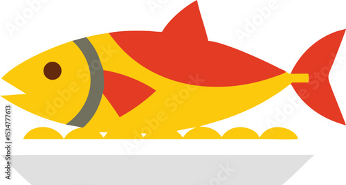 High resolution tuna fish illustration on white background