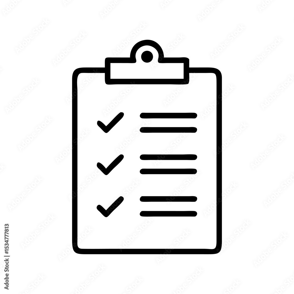 Clipboard Checklist Icon Representing Task Management and To-Do List with Check Marks in Minimalist Outline Style Clipboard Checklist Icon Representing Task Management and To-Do List with Check Marks in Minimalist Outline Style