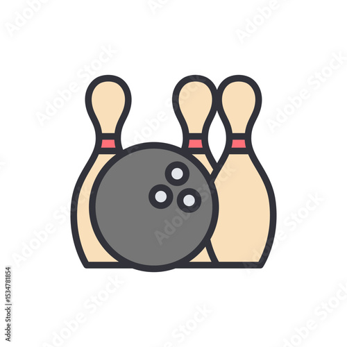 Isolated Bowling Pins With A Bowling Ball On Transparent Background