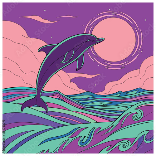 dolphin in the sea,T-shirt design