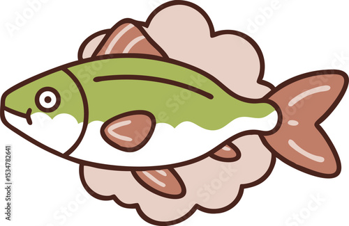 White cloud minnow fish illustration on white background