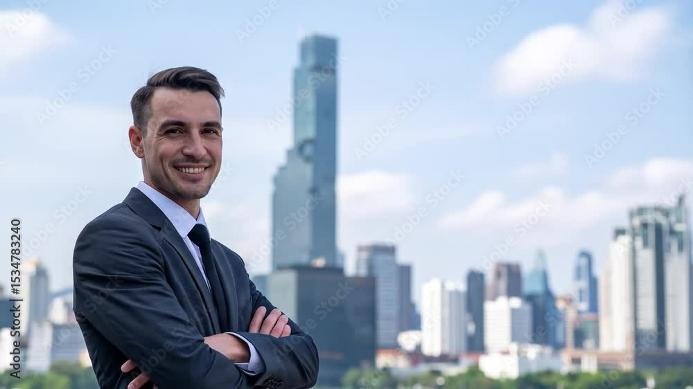 Confident Businessman In Cityscape Portrait Confident Businessman In Cityscape Portrait