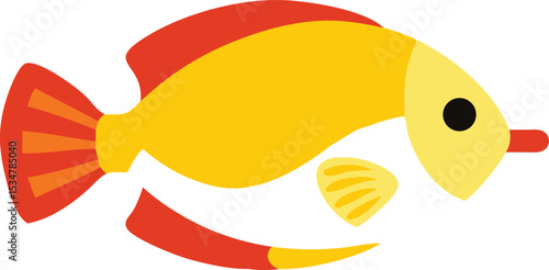 Yellow tang fish illustration on white background