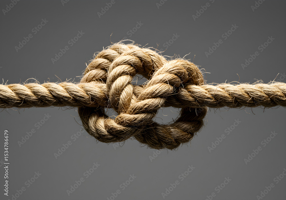 Rope Knot Close-up | Strong Twisted Cord Detail for Nautical Theme, Crafts, and Teamwork Concepts Rope Knot Close-up | Strong Twisted Cord Detail for Nautical Theme, Crafts, and Teamwork Concepts