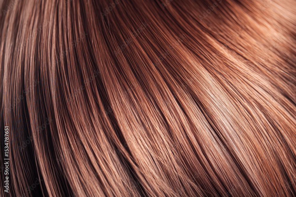 Fototapeta premium Silky voluminous hair strands reflect light beautifully, showcasing rich color and texture