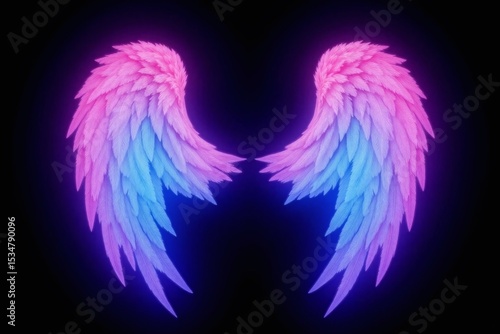 Wallpaper Mural pair of pink and blue wings on a black background Torontodigital.ca