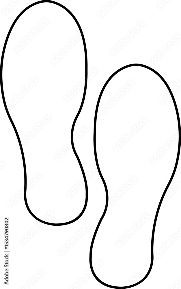 Footprints human icon in line silhouette, isolated on transparent background. Footprints human icon in line silhouette, isolated on transparent background.