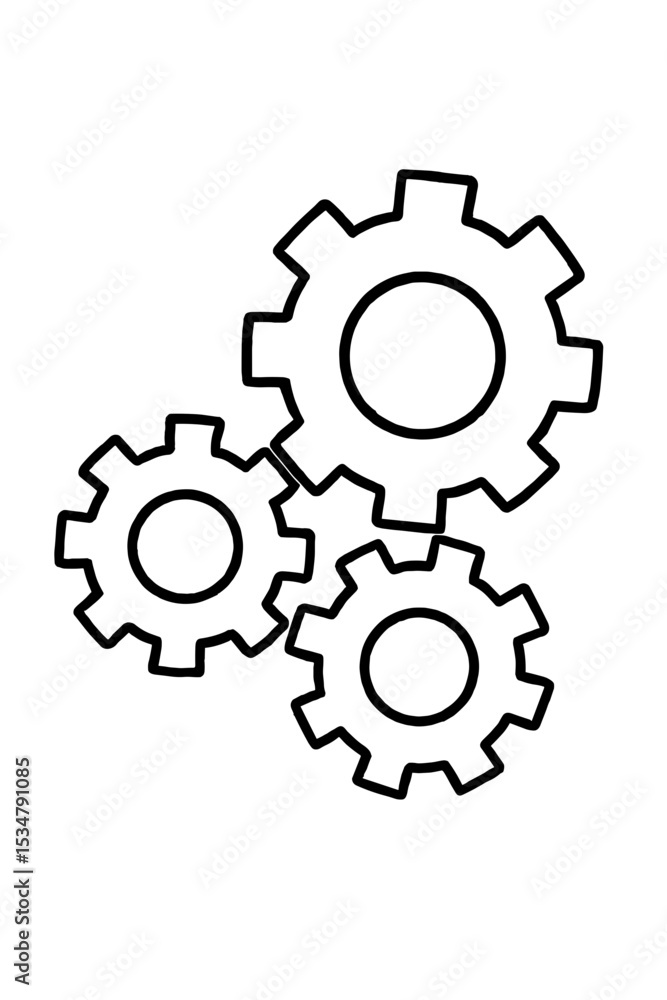 Three gears icon — represents business process and system operation Three gears icon — represents business process and system operation