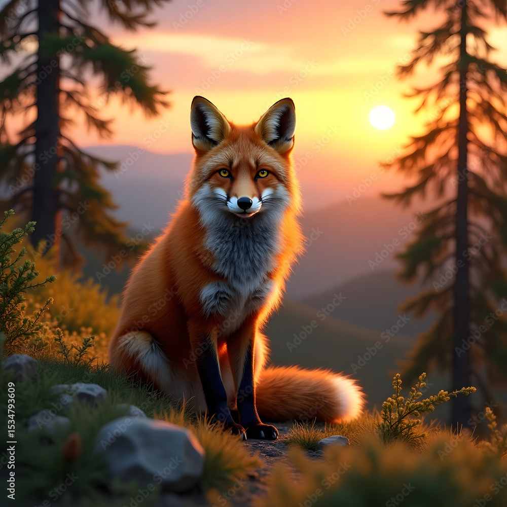 Fototapeta premium Red fox in the jungle 