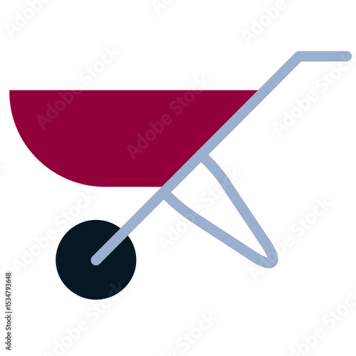 Wheelbarrow Flat Icon, Mining Icon Concept in Flat design style vector illustration