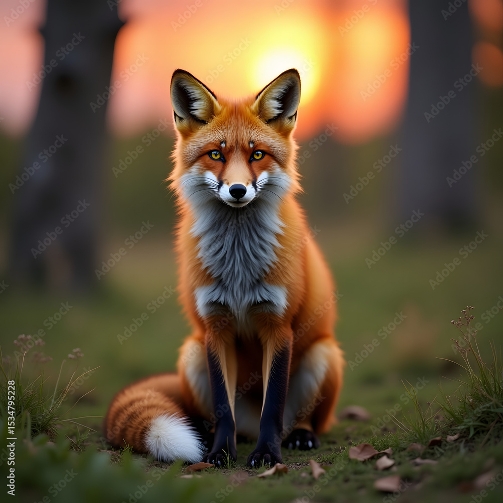 Fototapeta premium Red fox in the jungle 