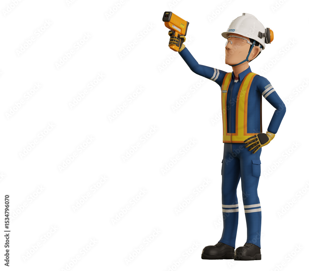 Industrial worker is measuring the temperature with the pyrometer Industrial worker is measuring the temperature with the pyrometer