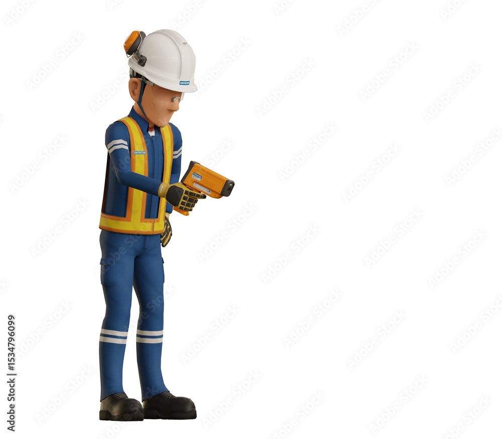 Industrial worker is measuring the temperature with the pyrometer Industrial worker is measuring the temperature with the pyrometer