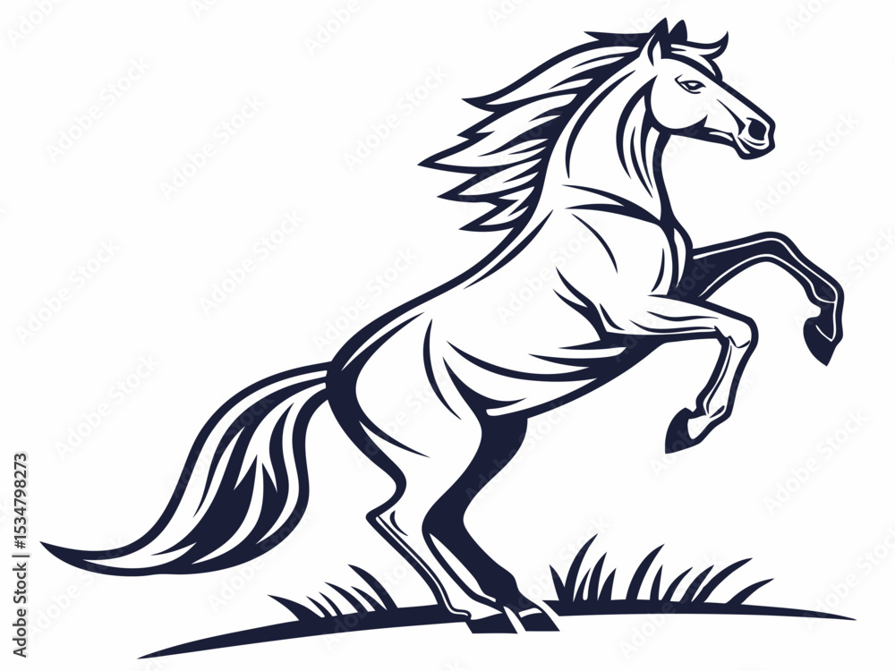 Dynamic Horse with Horseshoe, Symbol of Luck and Fortune Dynamic Horse with Horseshoe, Symbol of Luck and Fortune