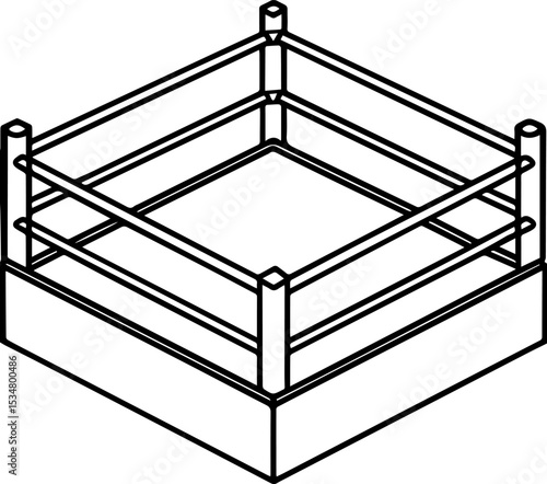 boxing ring outline vector illustration, line art