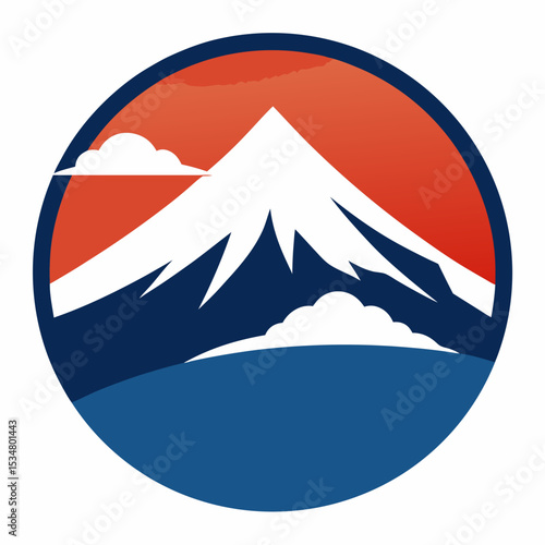 Fuji Mount Circle Logo Vector Illustration