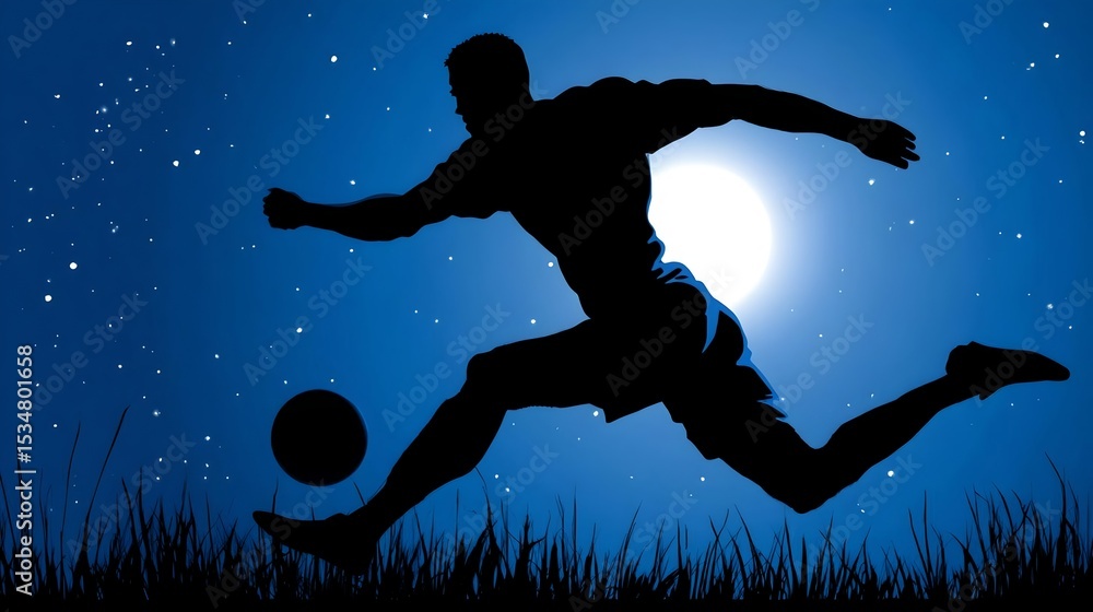 Fototapeta premium this is a silhouetted image of a soccer player in