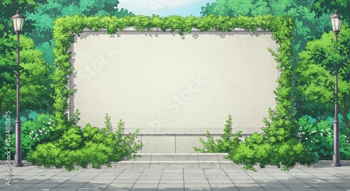 Urban Park Wall Mockup for Text or Image in Anime Style