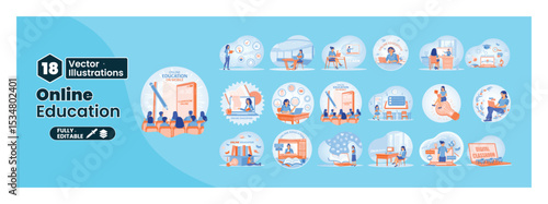 Online education concept. Mega set.