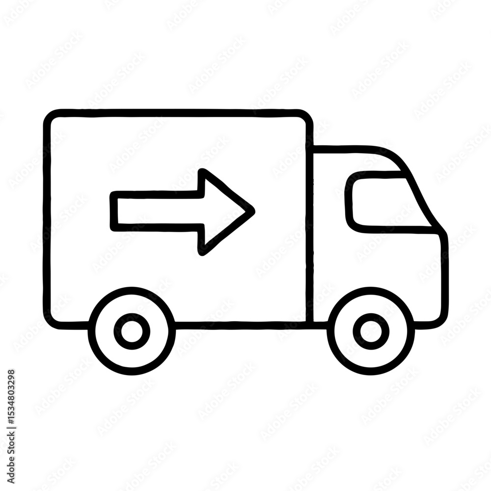 Fototapeta premium Delivery truck with arrow — represents shipping, logistics, and transportation
