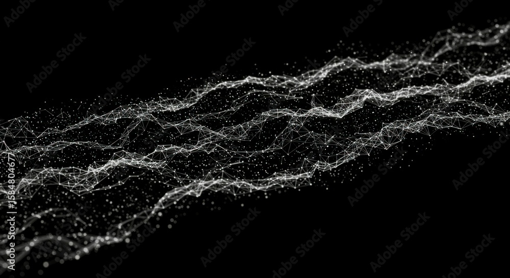 Obraz premium Abstract digital particles flowing in a wavy pattern