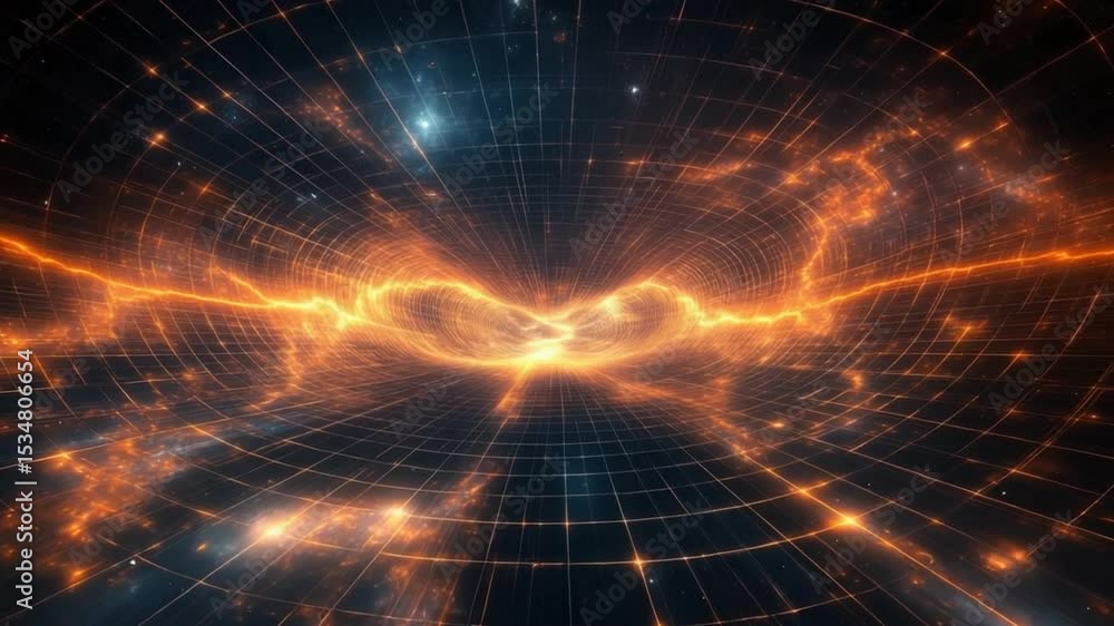 Abstract futuristic digital space tunnel with glowing energy and grid pattern Abstract futuristic digital space tunnel with glowing energy and grid pattern