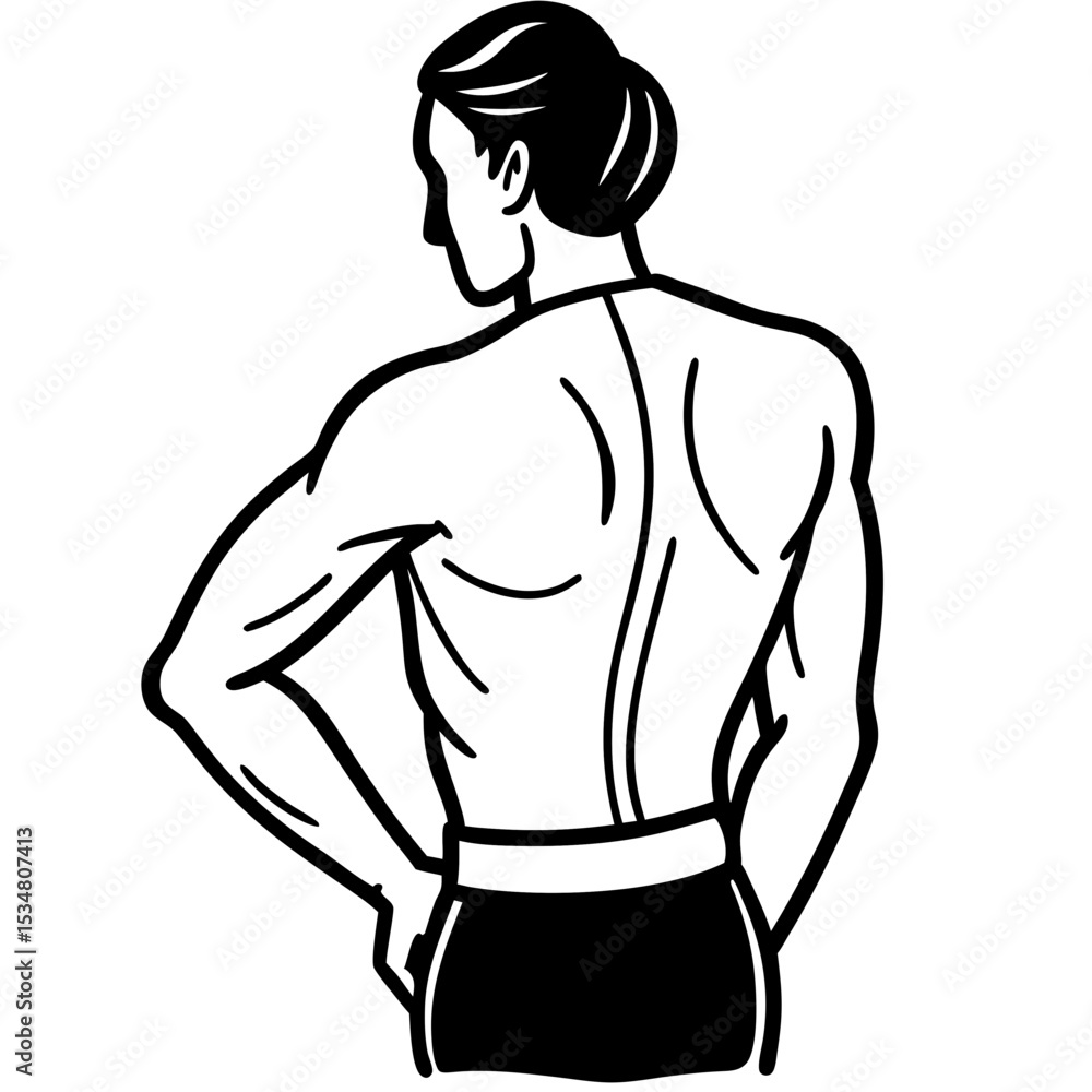 Fototapeta premium back-view---profile-studies-profile-pose--arm-on