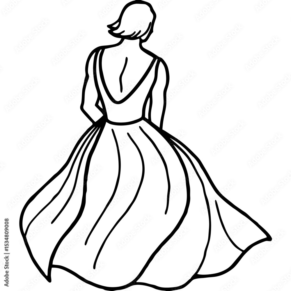 Fototapeta premium croquis-back-view-with-dress-flowing