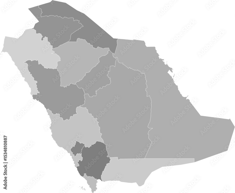 Fototapeta premium Saudi Arabia vector map with province boundaries (Web Mercator projection, PPT-compatible & fully editable) 
