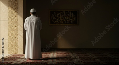 Muslim man praying in mosque