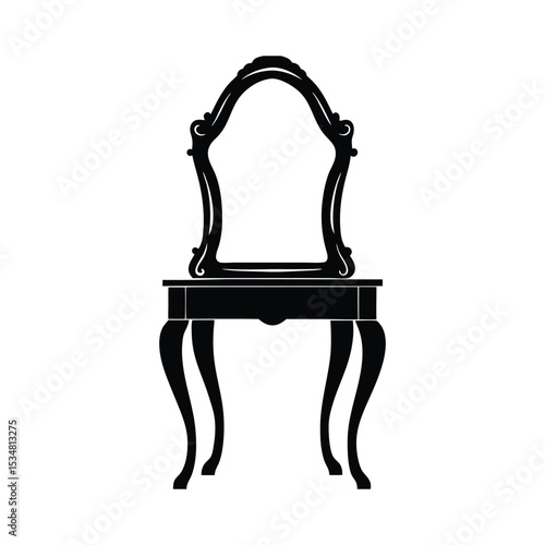 An old, isolated vintage iron rests on a white background, a classic antique tool and metal object dressing table silhouette icon