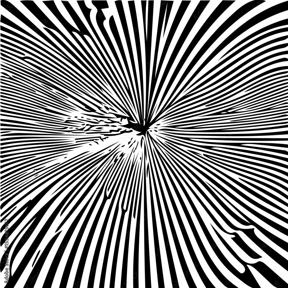 Fototapeta premium Bending stripes pattern, warped geometric illusion, black and white vector