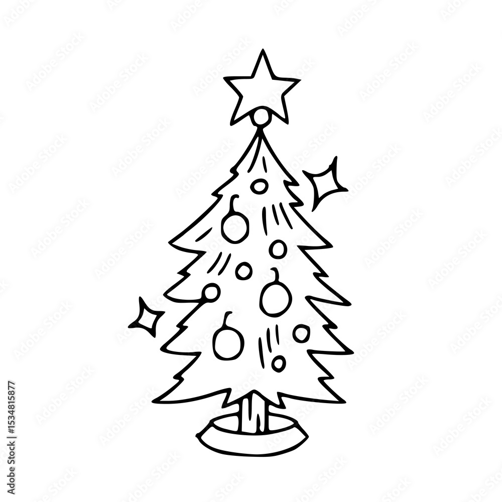 Fototapeta premium festive holiday pine tree with ornaments