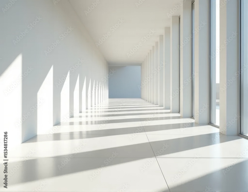 Obraz premium Minimalist room with tree shadow on wall
