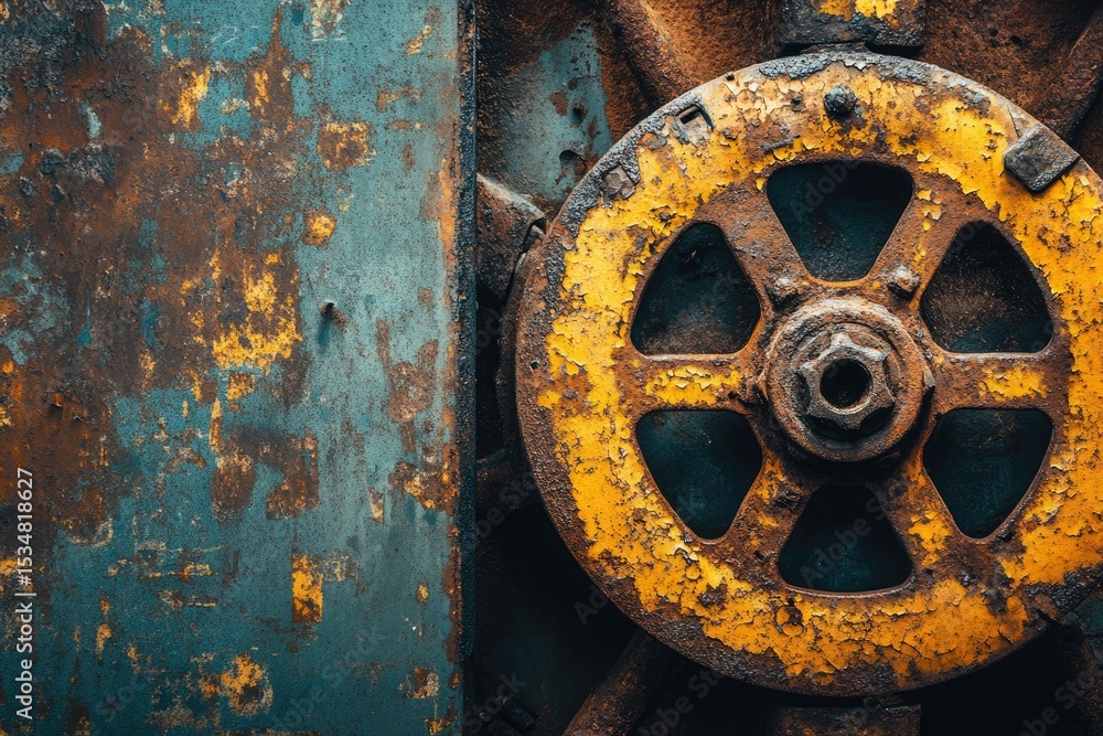 Premium Quality Image of High Angle View of Rusty Wheel Premium Quality Image of High Angle View of Rusty Wheel